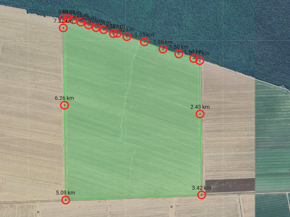 exemplo de medicao da area de talhao no mapa
